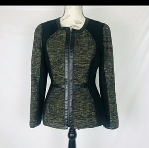 Yoana Baraschi Leather & tweed peplum jacket